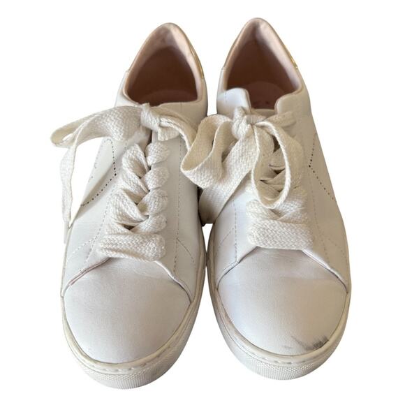 Kate Spade White & Gold Spade Logo Lace Up Leather Comfortable Sneakers-Size 6.5 - Picture 2 of 7